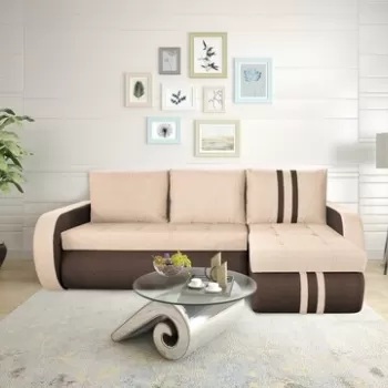 Coltar extensibil reversibil Siena Duo Maro/Bej 243x141x81 cm cu lada de depozitare imagine