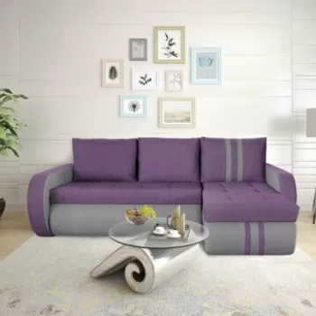 Coltar extensibil reversibil Siena Duo Mov/Gri 243x141x81 cm cu lada de depozitare imagine