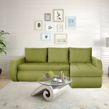 Coltar extensibil reversibil Siena Lime 243x141x81 cm cu lada de depozitare imagine