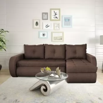 Coltar extensibil reversibil Siena Lux Chocolate 243x141x81 cm cu lada de depozitare imagine