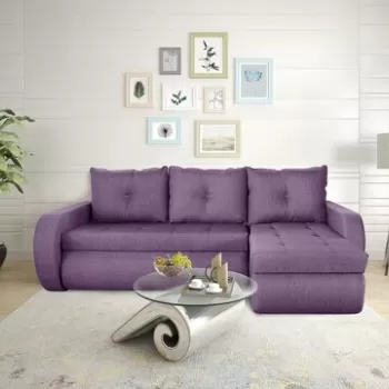 Coltar extensibil reversibil Siena Lux Purple 243x141x81 cm cu lada de depozitare imagine