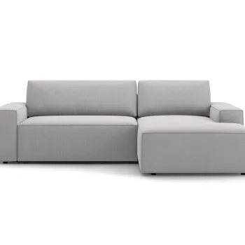 Coltar extensibil stanga 3 locuri cu lada depozitare, Jodie-78, Micadoni Home, 246x151x86 cm, tesatura structurata, gri deschis imagine