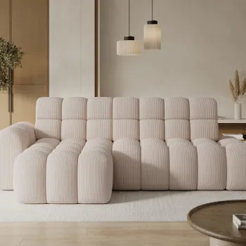 Coltar extensibil stanga 3 locuri ELTAP, Ceedro, 283x165x98 cm, lemn/poliester, bej imagine