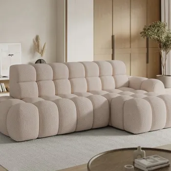 Coltar extensibil stanga 3 locuri ELTAP, Ceedro, 283x165x98 cm, lemn/poliester, bej inchis imagine