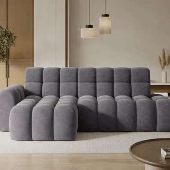 Coltar extensibil stanga 3 locuri ELTAP, Ceedro, 283x165x98 cm, lemn/poliester, gri imagine