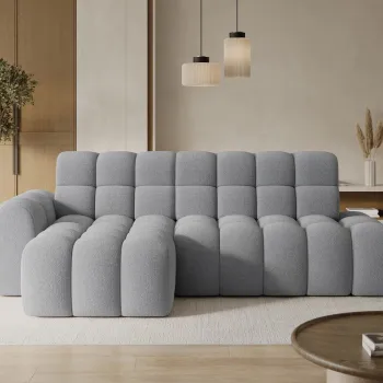 Coltar extensibil stanga 3 locuri ELTAP, Ceedro, 283x165x98 cm, lemn/poliester, gri deschis imagine