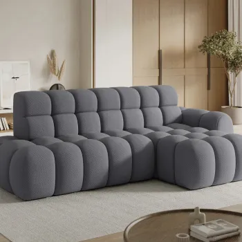 Coltar extensibil stanga 3 locuri ELTAP, Ceedro, 283x165x98 cm, lemn/poliester, gri inchis imagine