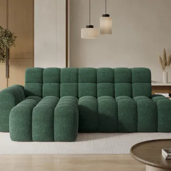 Coltar extensibil stanga 3 locuri ELTAP, Ceedro, 283x165x98 cm, lemn/poliester, verde inchis imagine