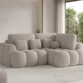 Coltar extensibil stanga 3 locuri ELTAP, Cozion, 267x165x105 cm, lemn/tesatura boucle, bej inchis imagine