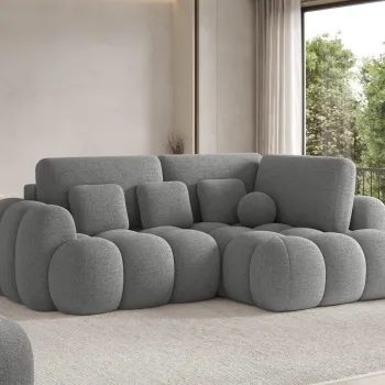 Coltar extensibil stanga 3 locuri ELTAP, Cozion, 267x165x105 cm, lemn/tesatura boucle, gri inchis imagine