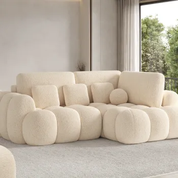 Coltar extensibil stanga 3 locuri ELTAP, Cozion, 267x165x105 cm, lemn/tesatura chenille, bej deschis imagine