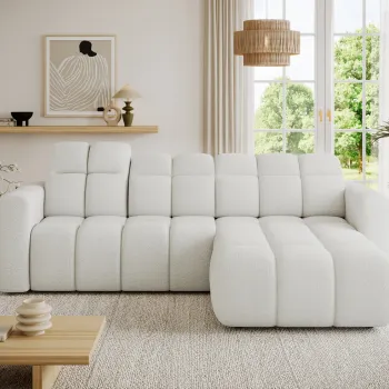 Coltar extensibil stanga 3 locuri ELTAP, Fanito, 288x200x105 cm, lemn/poliester, alb imagine