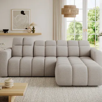 Coltar extensibil stanga 3 locuri ELTAP, Fanito, 288x200x105 cm, lemn/poliester, bej imagine