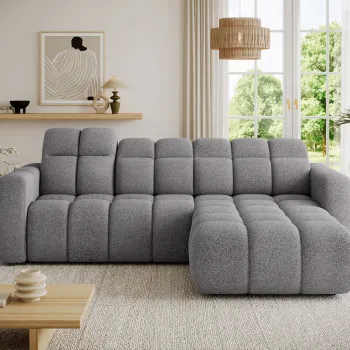 Coltar extensibil stanga 3 locuri ELTAP, Fanito, 288x200x105 cm, lemn/poliester, gri imagine