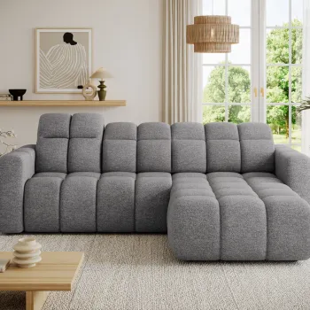 Coltar extensibil stanga 3 locuri ELTAP, Fanito, 288x200x105 cm, lemn/poliester, gri inchis imagine