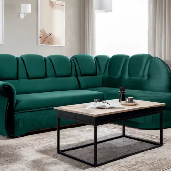 Coltar extensibil stanga 3 locuri ELTAP, L-070, Lord, 243x180x112 cm, lemn/poliester, verde inchis/negru imagine