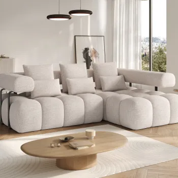 Coltar extensibil stanga 3 locuri ELTAP, Levvi, 260x184x102 cm, lemn/poliester, bej imagine