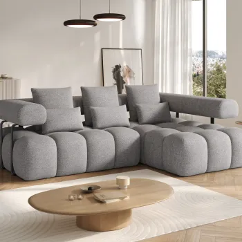 Coltar extensibil stanga 3 locuri ELTAP, Levvi, 260x184x102 cm, lemn/poliester, gri imagine