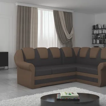 Coltar extensibil stanga 3 locuri ELTAP, LII-014, Lord II, 243x195x112 cm, lemn/poliester, maro inchis/maro imagine