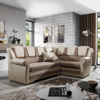 Coltar extensibil stanga 3 locuri ELTAP, LII-017, Lord II, 243x195x112 cm, lemn/poliester, bej inchis/bej deschis imagine