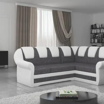 Coltar extensibil stanga 3 locuri ELTAP, LII-019, Lord II, 243x195x112 cm, lemn/poliester, gri inchis/alb imagine