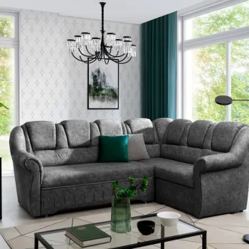 Coltar extensibil stanga 3 locuri ELTAP, LII-095, Lord II, 243x195x112 cm, lemn/poliester, gri imagine