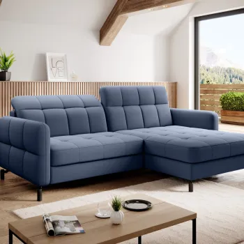 Coltar extensibil stanga 3 locuri ELTAP, Lore-102, Lorelle, 225x160x105 cm, lemn/poliester, albastru imagine