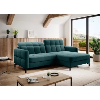 Coltar extensibil stanga 3 locuri ELTAP, Lore-106, Lorelle, 225x160x105 cm, lemn/poliester, verde imagine