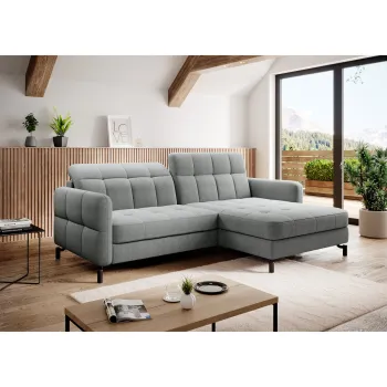 Coltar extensibil stanga 3 locuri ELTAP, Lore-108, Lorelle, 225x160x105 cm, lemn/poliester, gri deschis imagine