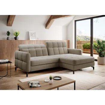 Coltar extensibil stanga 3 locuri ELTAP, Lore-110, Lorelle, 225x160x105 cm, lemn/poliester, bej imagine