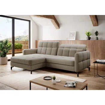 Coltar extensibil stanga 3 locuri ELTAP, Lore-148, Lorelle, 225x160x105 cm, lemn/poliester, bej inchis imagine