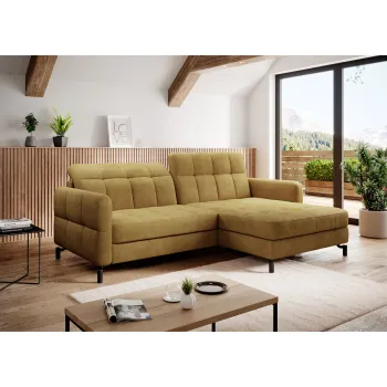 Coltar extensibil stanga 3 locuri ELTAP, Lore-34, Lorelle, 225x160x105 cm, lemn/poliester, mustar imagine