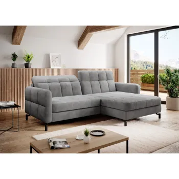 Coltar extensibil stanga 3 locuri ELTAP, Lore-35, Lorelle, 225x160x105 cm, lemn/poliester, gri deschis imagine