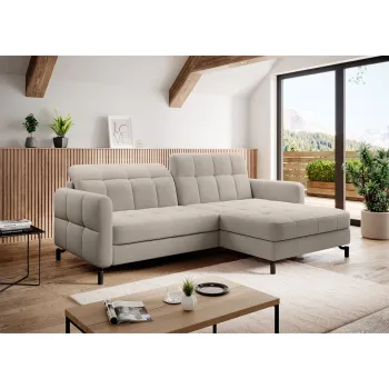 Coltar extensibil stanga 3 locuri ELTAP, Lore-38, Lorelle, 225x160x105 cm, lemn/poliester, bej imagine