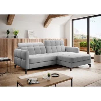 Coltar extensibil stanga 3 locuri ELTAP, Lore-39, Lorelle, 225x160x105 cm, lemn/poliester, gri imagine