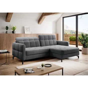 Coltar extensibil stanga 3 locuri ELTAP, Lore-40, Lorelle, 225x160x105 cm, lemn/poliester, gri inchis imagine