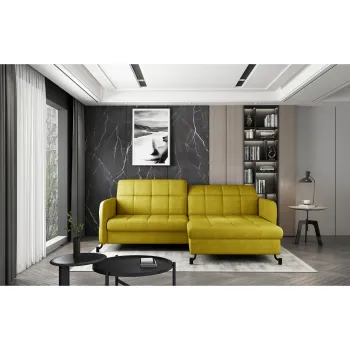 Coltar extensibil stanga 3 locuri ELTAP, Lore-49, Lorelle, 225x160x105 cm, lemn/poliester, galben imagine