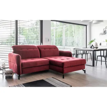 Coltar extensibil stanga 3 locuri ELTAP, Lore-74, Lorelle, 225x160x105 cm, lemn/poliester, rosu imagine