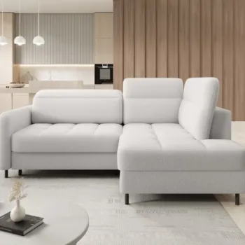 Coltar extensibil stanga 3 locuri ELTAP, LT-01ROY, Barea, 208x160x100 cm, lemn/poliester, alb imagine