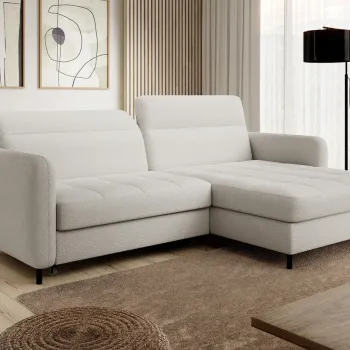 Coltar extensibil stanga 3 locuri ELTAP, LT-01ROY, Gomsi, 228x165x100 cm, lemn/poliester, alb imagine