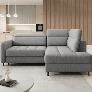 Coltar extensibil stanga 3 locuri ELTAP, LT-03MAN, Barea, 208x160x100 cm, lemn/poliester, gri imagine