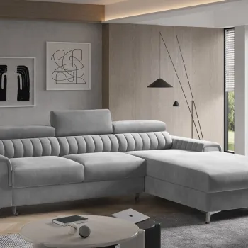 Coltar extensibil stanga 3 locuri ELTAP, LT-03NU, Grayson, 278x205x92 cm, lemn/poliester, gri imagine