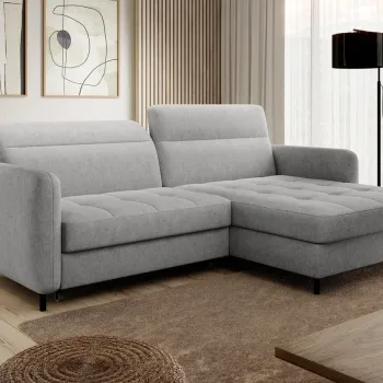 Coltar extensibil stanga 3 locuri ELTAP, LT-03RAQ, Gomsi, 228x165x100 cm, lemn/poliester, gri deschis imagine