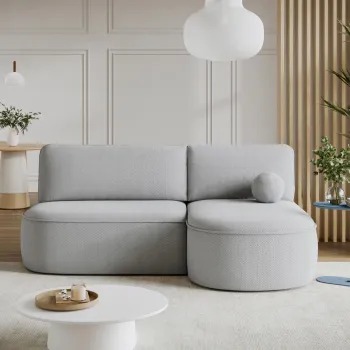 Coltar extensibil stanga 3 locuri ELTAP, LT-04CAL, Livosa, 220x144x93 cm, lemn/poliester, gri deschis imagine