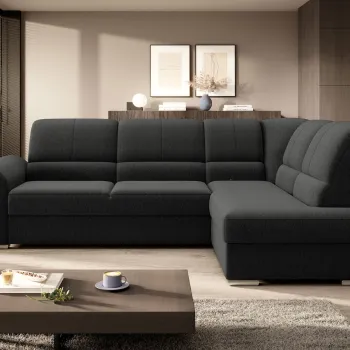 Coltar extensibil stanga 3 locuri ELTAP, LT-04FL, Siber, 270x186x93 cm, lemn/poliester, gri inchis imagine