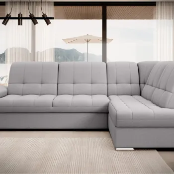 Coltar extensibil stanga 3 locuri ELTAP, LT-04GO, Sado, 272x192x95 cm, lemn/poliester, gri deschis imagine