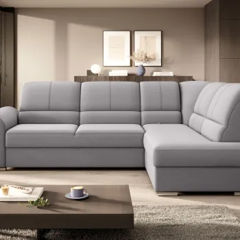 Coltar extensibil stanga 3 locuri ELTAP, LT-04GO, Siber, 270x186x93 cm, lemn/poliester, gri deschis imagine