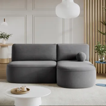 Coltar extensibil stanga 3 locuri ELTAP, LT-04PO, Livosa, 220x144x93 cm, lemn/poliester, gri inchis imagine