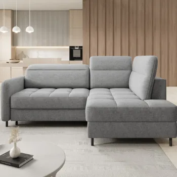 Coltar extensibil stanga 3 locuri ELTAP, LT-04RAQ, Barea, 208x160x100 cm, lemn/poliester, gri deschis imagine