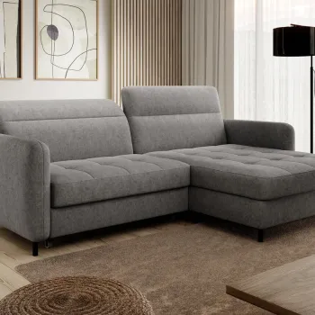 Coltar extensibil stanga 3 locuri ELTAP, LT-04RAQ, Gomsi, 228x165x100 cm, lemn/poliester, gri inchis imagine